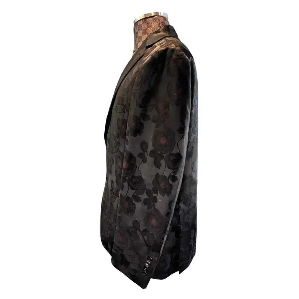 Tallia Mens Black Floral Sports Coat Dinner Jacket Sports Coat Size 42S Blazer